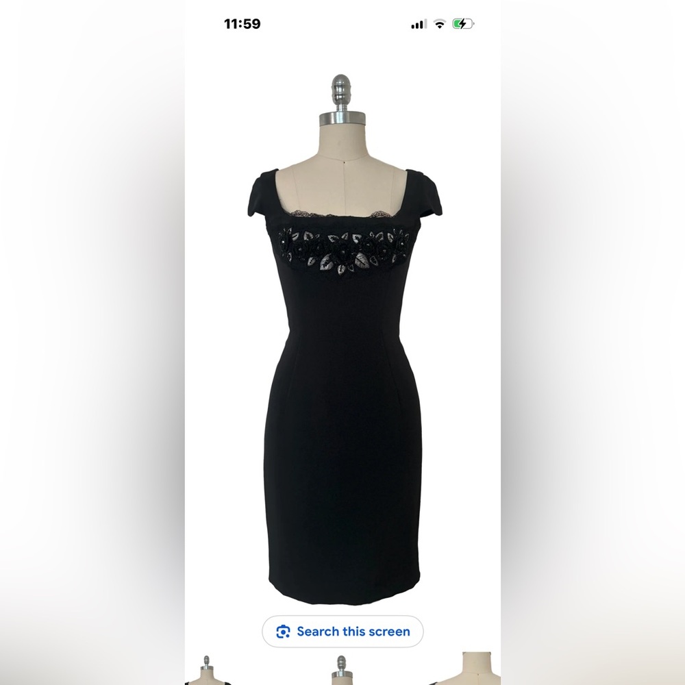 1990s Vintage ESCADA Black Silk Beaded & Embroidered Cocktail Dress